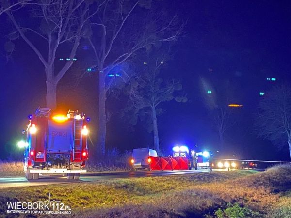 Śmiertelne potrącenie pieszego na trasie Więcbork - Sępólno Krajeńskie (FOTO)