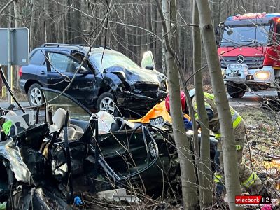 Poważny wypadek na drodze krajowej nr 25 w miejscowości Niechorz. Poszkodowany kierowca zabrany śmigłowcem do szpitala  [FOTO]